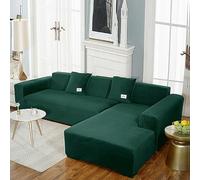 Purple Velvet Sofa Cover with Chaise Lounge, Machine Washable, Scratch-Resistant for Cats, Soft & Comfortable, Dust-Proof