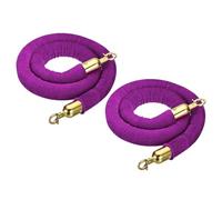 Purple Velvet Stanchion Rope Set of 2-2ft Barrier Rope with Snap Hooks for Crowd Control, Queue Divider, and Event Post Stands - Elegant Velvet Carpet Ropes