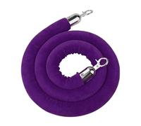 Purple Velvet Stanchion Rope with Silver Hooks - Crowd Control Queue Barrier for Events and Venues Post Ropes(1 Pack,4.9ft/150cm)
