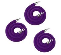 Purple Velvet Stanchion Rope with Silver Hooks - Crowd Control Queue Barrier for Events and Venues Post Ropes(3 Pack,5.1ft/155cm)