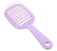 Purple Vent Hair Brush with Wide Teeth, Cushioned Base Detangler | ABS and Tpee Build, Ribbed Handle, Rounded Tips, for Wigs and Dry Hair, On-the-go Use