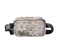Purple Vintage Flower Floral Trendy Fanny Pack Waist Bag for Women Men Teens Multipurpose Crossbody Passport Bag with Adjustable Strap for Workout Running Hiking, Purple vintage Flower floral, One