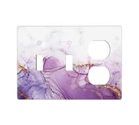 Purple Violet Amethyst Marble 1 Gang No Device Outlet Wall Plate Blank Light Switch Cover Switchplate Electrical Decorative Faceplate Bedroom Decorate