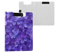 Purple Vviolet Summer Flowers Folding Clipboard Horizontal and Vertical Double Clips Clip Board with Hard Cover Clipfolio Stationery Organizer Supplies