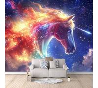 Purple Wallpaper Murals Fantasy Animal Horse Theme Photo Wallpaper 450 × 315 cm / 177.1" × 124" Non-Woven 3D Wall Mural Decoration Poster for Bedroom Living Room TV Backdrop