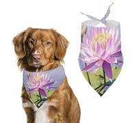 Purple Water Lily Dog Bandana Triangle Dog Scarf Washable Polyester Dog Bibs Cute Pet Bandana for Medium Large Dogs Puppy and Cats