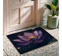 Purple Water Lily Flower Door Mat Outdoor Indoor Entrance Modern Home Decor Waterproof Rubber Non Slip Dust-Absorbing Easy Clean 29 X