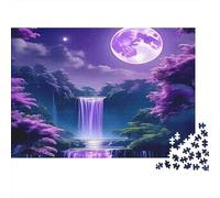 Purple Waterfall Jigsaw Puzzles Mystic Night Landscape 1000Pc Recycled Paper for Adults Puzzle Fun Family Game Home Activity Age 12 Years Up Great Gift Idea 52x38cm/1000pcs