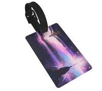 Purple Waterfall Print Compact Luggage Tags with Personalized Name Tags Easy-to-Identify Travel Accessories