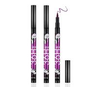 Purple Waterproof Liquid Eyeliner Set With Fine Brush Tip - Long Lasting 36H Wear Smudge Proof Rich Plum Makeup For Precise Winged & Bold Eye Looks, 3 Pack Vibrant Colours