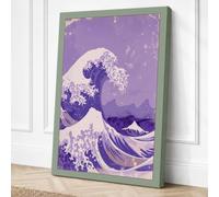 Purple Wave and Mountain Canvas Wall Art Print 24x16 Inch