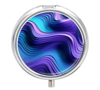 Purple Wavy Pill Box with 3 Compartments, Small Travel Pill Case, Metal Pill Organizer, Portable Pill Container, Medicine Organizer for