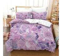 Purple Wedding Floral Pattern 3Pcs Bedding Set Full Size for Kids Boys Girls Ultra Soft 3D Duvet Cover Set Comforter Set with Zipper Closure Quilt Set Room Decor, Easy Care Super King（260x220cm）