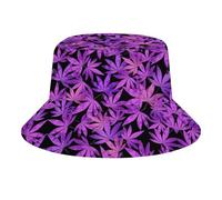 Purple Weed Bucket Hat for Women Men Packable Fisherman Hat Sun Cap Travel Outdoor Beach Caps