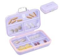 Purple Weekly Pill Organiser 7 Day, 7 Grid Pill Boxes, Portable Storage Box, Plastic Pills Box Organiser, Medicine Organiser Box to Hold Vitamins, Supplements, Fish Oil