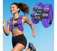 Purple Weighted Vest with Two Adjustment Straps for Men Women, 8lbs/12lbs/16lbs/20lbs Weight Vest with Reflective Stripes for Workout, Strength Training, Running, Fitness, Muscle Building, Weight Loss