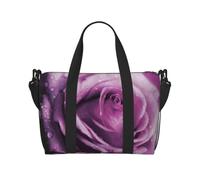 Purple Wet Roses Printed Travel Duffel Bag for Women Men - Weekend Overnight Bags with Adjustable Shoulder Strap and Handle