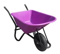Purple Wheelbarrow - Plastic Wheelbarrow Professional Garden Barrow with Puncture Proof Wheel - TaskBarrow 110L