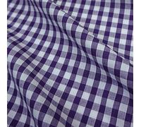 Purple & White 1/4" (7 mm) Corded Gingham Polycotton Fabric (Per Metre)