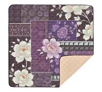 Purple-White Baroque Pattern Soft Padded Baby Activity Play Mat for Floor Washable Baby Kick Crawling Mat for Baby Toddler Infant, 50'' x 50''