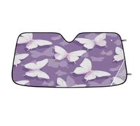 Purple White Butterfly Car Windshield Sun Shade,Cars Shade Front Windshield,Blocks UV Ray to Keep Your Vehicle CoolSun Visor Protector for Fits Car Truck SUV (55"x27.5")