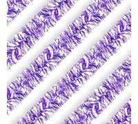 Purple White Christmas Tinsel Garland, 10m/32.8ft Chunky/Fine Metallic Tinsel Decoration for Christmas Tree