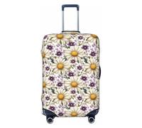 Purple White Daisies Print Travel Luggage Covers, Washable Suitcase Covers Protector for Luggage 18-32 Inch High Elasticity, Black, Large