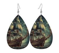 Purple White Flowers Leather Earrings for Women Dangle Earring Fashion Boho Drop Dangle Earrings Hypoallergenic 925 Silver Teardrop Earring Jewelry Gift Valentine's Day, One Size, No Gemstone
