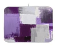 Purple White Grey Art Ink Painting Drying Dish Mat Absorbent Dish Drying Mat Quick Dry Dish Drainer Mat Kitchen Accessories for Countertop Large 45x61cm
