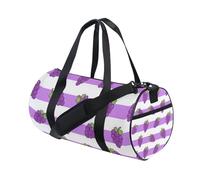 Purple White Striped Grape Fruit Foldable Duffel Bag Business Trips Sports Duffel Bags
