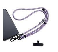 Purple White Striped Nylon Adjustable Lanyard with Carabiner Clip for Secure Hands-Free Use - Compatible with Pro Max Plus Smartphones and Cases, Durable Wrist & Neck Strap Holder for Daily Travel