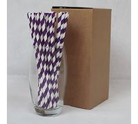 Purple & White Striped Paper Straws (6mm x 200mm) - Pack Size 250 - FSC Certified/Food Safe/PFAS Free/Biodegradable/Eco-Friendly/Durable/Suitable for All Occasions