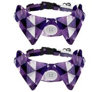 Purple White Triangle Geometric Texture Dog Collar Bowtie, Comfortable Adjustable Dog Bow Tie Collar for Small Boys and Girls Pets