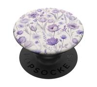 Purple & White Watercolor Flowers - Soft Floral Pattern PopSockets Adhesive PopGrip