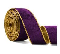 Purple Wide Velvet Ribbon Wired for Christmas Tree, Garland, Wreath, 1.5 Inch 10 Yards