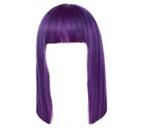 Purple Wig with Bangs 14 Inch Straight Short Wigs Heat Resistant Synthetic Hair for Women Cosplay Costume Daily Look Colorful Wigs Purple for Women Dark Wig