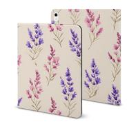 Purple Wild Flowers Printed Tablet Case with Pencil Holder Unisex Slim TPU Protective Cover Compatible with iPad 2020/Pro 2020/Pro 2021/Air4/Air5