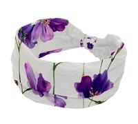 Purple Wildflowers with Thin Green Stems Wide Headbands for Women, Yoga Workout Head Bands Wide Elastic Hair Bands for Washing Face Makeup