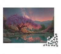Purple Willow Tree 1000 Pieces Puzzles Beautiful View Autumn Landscape Home Decoration Decompression Jigsaw for Men And Women Challenging Puzzles Jigsaw Puzzles for Adults 38x26cm/1000pcs
