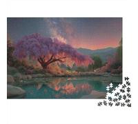Purple Willow Tree Jigsaw Puzzles Puzzle for Adults Kids. 1000 Pieces Interesting Whimsical Challenge Toy Educational Games Home Decoration for Educational Games Gifts 52x38cm/1000pcs