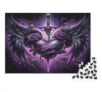 Purple Winged Heart Jigsaw Puzzle for Adults 1000 Piece Jigsaw Puzzle Rose Design Focus 52x38cm/1000pcs