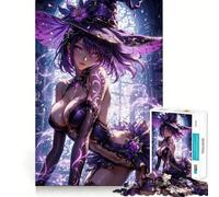 Purple Witch Anime Fantasy Jigsaw Puzzles for Adults 1000 Pieces Brain Workout Toy Relaxing Fun Art Assembly (50x75cm)