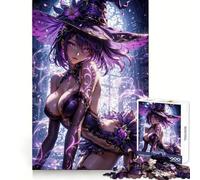 Purple Witch Anime Fantasy Jigsaw Puzzles for Adults 1000 Pieces Brain Workout Toy Relaxing Fun Art Assembly (50x75cm)