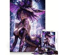 Purple Witch Anime Fantasy Jigsaw Puzzles for Adults1000 Pieces Mind Puzzle Cozy Relax Image Assembly (38x26cm)