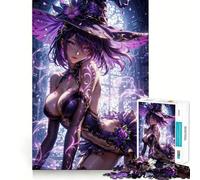 Purple Witch Anime Fantasy Jigsaw Puzzles for Adults1000 Pieces Mind Puzzle Cozy Relax Image Assembly (38x26cm)
