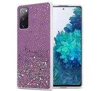 (Purple with Glitter) Cadorabo Case for Samsung Galaxy S20 FE Cover Protection TPU Silicone Gel Back case with sparkling glitter
