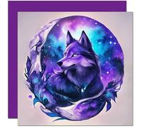 Purple Wolf Birthday Card Fantasy Birthday Card - Greeting Card 145 x 145mm