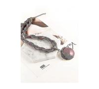 (Purple) Women's Bohemian Necklace Vintage Sweater Chain Ethnic Style Rice Beads Woven Archaistic Outdoor Geometry Necklace-happygo