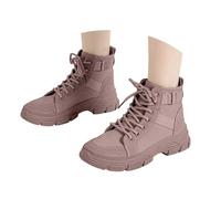 Purple Women's Canvas High-Top Combat Boots Lace-Up Tactical Work Motorcycle Boots Breathable Lightweight Ankle Bootis Footwear Gift UK 3.5
