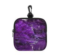 Purple World Square Zipper Pouch with All-Over Print,Waterproof Rubber-Fabric, Lightweight Durable Small Organizer Bag for Coins, Cards, Keys